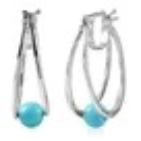 Mojave Turquoise Beaded Liquid Silver Necklace & perfectly matching Earrings NWT - Picture 11 of 14